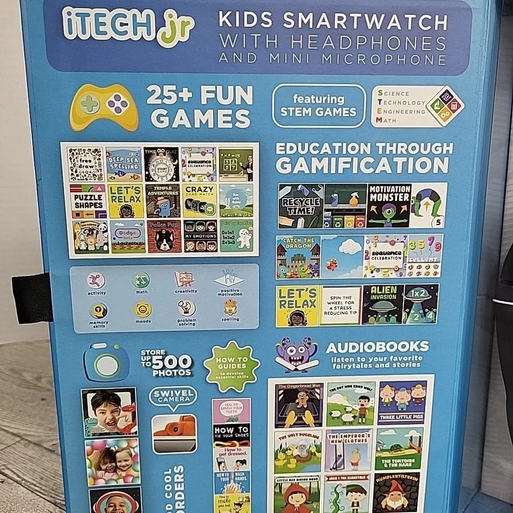 itech jr Kids Smartwatch with Headphones 3+ MP3 Camera Record 25+ Game‎ STEM